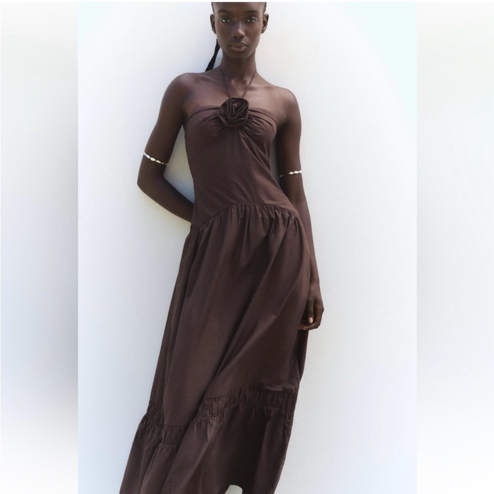 POPLIN DRESS WITH TEXTURED FLOWERS